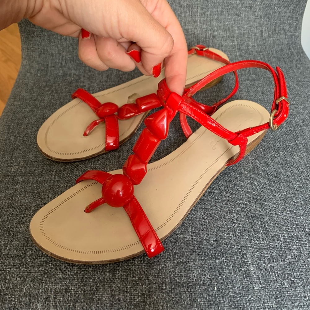 Red Beaded Sandals